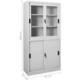  Pisarniška omara z drsnimi vrati svetlo siva 90x40x180 cm jeklo, (20825177) | Shoptok.si
