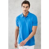 ALTINYILDIZ CLASSICS Men's Saxon Blue Slim Fit Slim Fit Polo Neck Cotton T-Shirt. Cene