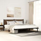 Furnova Kovinski posteljni okvir brez vzmetnice rjavi hrast 180x200 cm, (21940228) | Shoptok.si