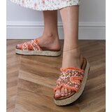 D/CEO Orange espadrille sandals with rhinestones and stones Najros | shoptok.hr