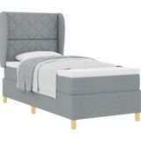 Box Spring Krevet s Madracem - Svjetlosiva - 90x200 cm Tkanina | shoptok.hr