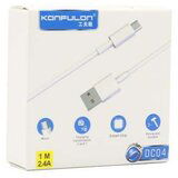 Konfulon usb kabal DC04 micro 1m 2.4A bela Cene