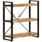 vidaXL Knjižna omara 3-nadstropna 77x30x80 cm trden mangov les železo Cene