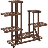  Stalak za cvijeće s kotačima 95x25x101 cm od masivne jelovine | shoptok.hr