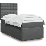 vidaXL Box spring postelja z vzmetnico temno siva 100x200 cm blago | Shoptok.si