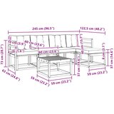 Set vanjskih sofa 6 kom. Prirodna i crna | shoptok.hr