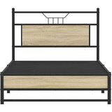 vidaXL Posteljni okvir brez vzmetnice hrast 100x200 cm inženirski les | Shoptok.si