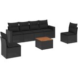 Maison Chic Seti vrtnega pohištva - Vrtna garnitura - Vrtni pohištvo set 7-delna z blazinami črn poli ratan, (21803732) | Shoptok.si