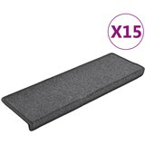  Prostirke za stepenice 15 kom 65x21x4 cm tamno sive pravokutne rubove | shoptok.hr