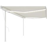 vidaXL Avtomatska tenda LED + senzor 5x3,5 m krem | Shoptok.si
