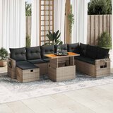 Maison Chic Seti vrtnega pohištva - Vrtna garnitura - Vrtni pohištvo set z blazinami 9-delna siv ratan/akacija, (21796373) | Shoptok.si