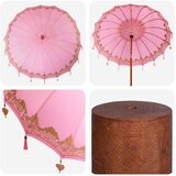 Balinežanski suncobran s bazom Roza i smeđa Ø 210-220 cm | shoptok.hr