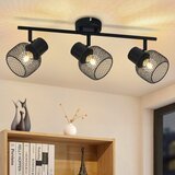 Nettlife stropna svetilka 3 reflektorji max 25W E27 vintage črne stropne žarnice kovinske vrtljive za dnevno sobo, hodnik, otroško sobo, (22110695) | Shoptok.si