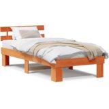  Krevetni okvir s uzglavljem u boji voska 80x200 cm od čvrstog borovog drveta | shoptok.hr