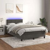  Krevet box spring s madracem LED tamnosivi 120 x 190 cm baršun | shoptok.hr