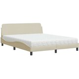 vidaXL Postelja z vzmetnico krem 160x200 cm blago, (21216359) | Shoptok.si