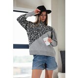 Dewberry 90315 Half Turtleneck Leopard Womens Sweater-GREY | Shoptok.si