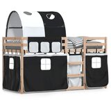 Krevet na kat sa zavjesama bijelo-crni 90 x 190 cm od borovine | shoptok.hr