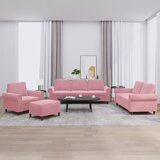  4-dijelni set sofa s jastucima ružičasti baršunasti | shoptok.hr