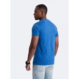 Ombre Men's t-shirt with round henley neckline - blue | Eponuda.ba