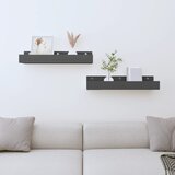  Zidne police 2 kom sive 50 x 12 x 9 cm od masivne borovine | shoptok.hr