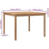  Vrtni blagovaonski stol 110 x 110 x 77 cm od masivne tikovine | shoptok.hr