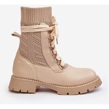 Boto Women's lace-up ankle boots with sock in light beige Gentiana | shoptok.hr