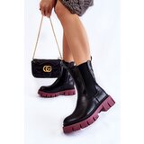 EVENTO Women's Worker Boots On The Platform Black and burgundy Aliana | ePonuda.com