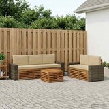  Set vanjskih sofa 6 kom. Prirodna i bež Čvrsto drvo akacije | shoptok.hr