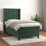 The Living Store Box spring postelja z vzmetnico temno zelena 100x200 cm žamet - Box Spring Postelja, (21492467) Cene