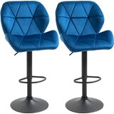 HOMCOM Komplet dveh vrtljivih barskih stolčkov z nastavljivo višino, žametnim oblazinjenjem in okroglim podnožjem, 51,5x57,5x93-114,5 cm, modra, (20745178) Cene