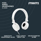 Streetz H300 Sklopive Slušalice s Mikrofonom, Bijele | shoptok.hr