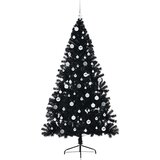 vidaXL Umjetna preddekorirana božićna jelka Črna 210 cm PVC | Shoptok.si
