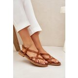 Zazoo Leather Flat Sandals With Intertwined Straps | Shoptok.si