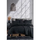 Solid - Black Black King Quilted Bedspread Set (FR)