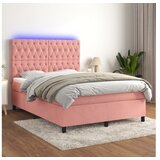 vidaXL Box spring postelja z vzmetnico LED roza 140x190 cm ž | Shoptok.si