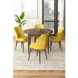 Hanah home rox - baroque, mustard baroquemustard dining table & chairs set (5 pieces) | Eponuda.com