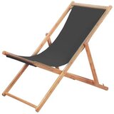  Sklopiva ležaljka za plažu od tkanine s drvenim okvirom siva | shoptok.hr