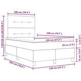 vidaXL Box Spring Krevet s Madracem & LED Svjetlom Svjetlosiva 120x200 cm Baršun | shoptok.hr