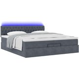 vidaXL Otomanski posteljni okvir z vzmetnicami siv 200x200cm žamet | Shoptok.si
