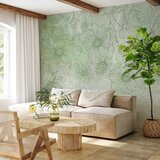  Foto tapeta - Flowery meadow - nature with field flowers lineart on green background 200x140 | shoptok.hr