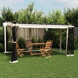 vidaXL paviljon z mrežastimi stenami krem 4x3 m jeklo | Shoptok.si
