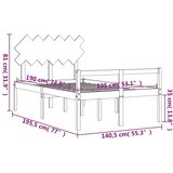 vidaXL Okvir kreveta s uzglavljem 4FT6 bračni od masivnog drva | shoptok.hr