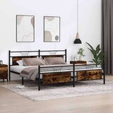 Metalni Kovinski posteljni okvir brez vzmetnice dimljen hrast 200x200cm, (21829647) | Shoptok.si