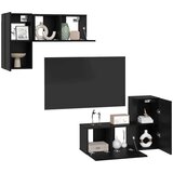 vidaXL Set TV ormarića s policom s pohranom s vratima 4 pcs Crni hrast 60 x 30 x 30 cm | shoptok.hr