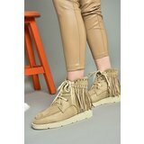 Fox Shoes R973530502 Women's Beige Suede Tasseled Boots Cene