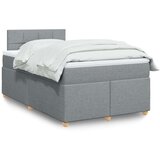 vidaXL Boxspring postelja z vzmetnico svetlo siva 120x190 cm blago | Shoptok.si
