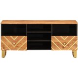 TV ormarić smeđe-crni 100 x 33,5 x 46 cm od masivnog drva manga | shoptok.hr