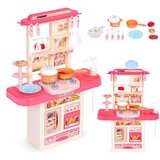 ECO TOYS dečija kuhinja sa zvukom, LED svetlom, sudoperom i 10 dodataka roze | ePonuda.com