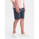 Ombre Men's short shorts with structured knit elastic band - navy blue | Eponuda.ba